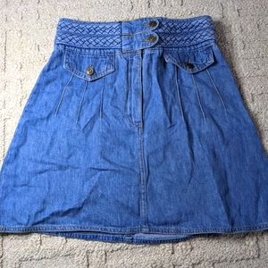Free People Braided Denim Mini Skirt